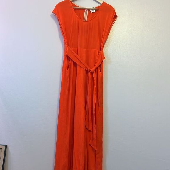 Anthropologie Abbey Belted Crop Wide Leg Jumpsuit Sunset Red Sz 6 Boho Summer - Picture 4 of 14